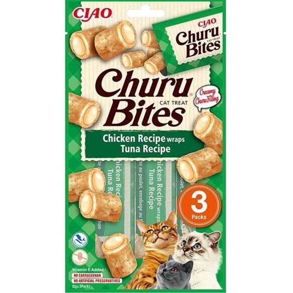 OBC025227-1728896817 Pamlsok Inaba Churu Bites cat Kura s tuniakom 3 tuby 30 g – Obrázok 1
