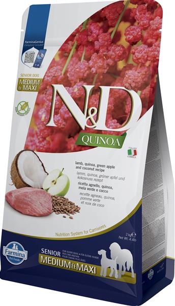 OBC026320-1762178286 Farmina N&D dog QUINOA (GF) senior med/max lamb, green apple and coconut 2 kg – Obrázok 1