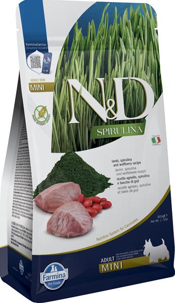 OBC026327-1762177641 Farmina N&D dog SPIRULINA (GF) puppy mini lamb and goji 0,8 kg – Obrázok 1