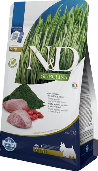 OBC026328-1762177550 Farmina N&D dog SPIRULINA (GF) adult mini lamb and goji 0,8 kg – Obrázok 1