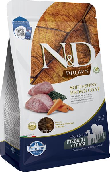 OBC026342-1762176906 Farmina N&D dog BROWN (GF) adult med/max, spirulina & carrot, lamb 2 kg – Obrázok 1