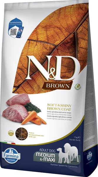 OBC026343-1762176671 Farmina N&D dog BROWN (GF) adult med/max, spirulina & carrot, lamb 7 kg – Obrázok 1