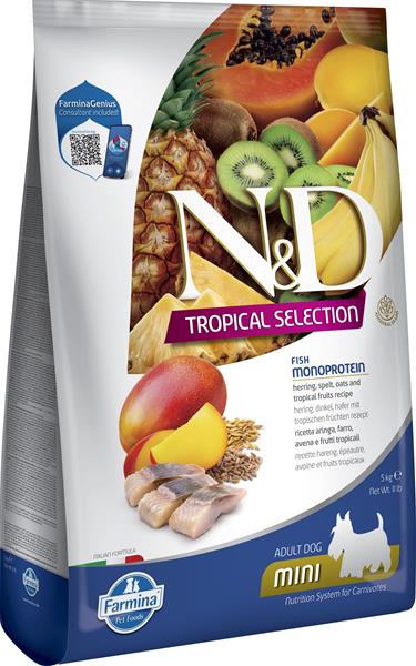 OBC026350-1763386007 Farmina N&D dog TROPICAL SELECTION (AG) adult mini, herring 5 kg – Obrázok 1
