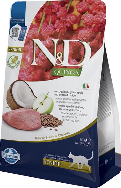 OBC026352-1762168841 Farmina N&D cat QUINOA (GF) senior, lamb, green apple & coconut 0,3 kg – Obrázok 1