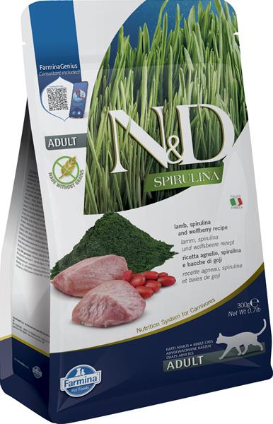 OBC026355-1762168064 Farmina N&D cat SPIRULINA (GF) adult, lamb & goji 0,3 kg – Obrázok 1