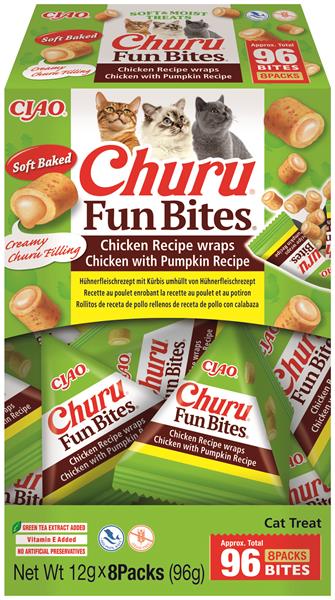 OBC027320-1781077519 Pamlsok Inaba Churu Fun Bites cat kura s tekvicou 8 x 12 g – Obrázok 1