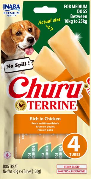 OBC027340-1781077462 Pamlsok Inaba Churu Terrine dog kura 4 x 30 g – Obrázok 1