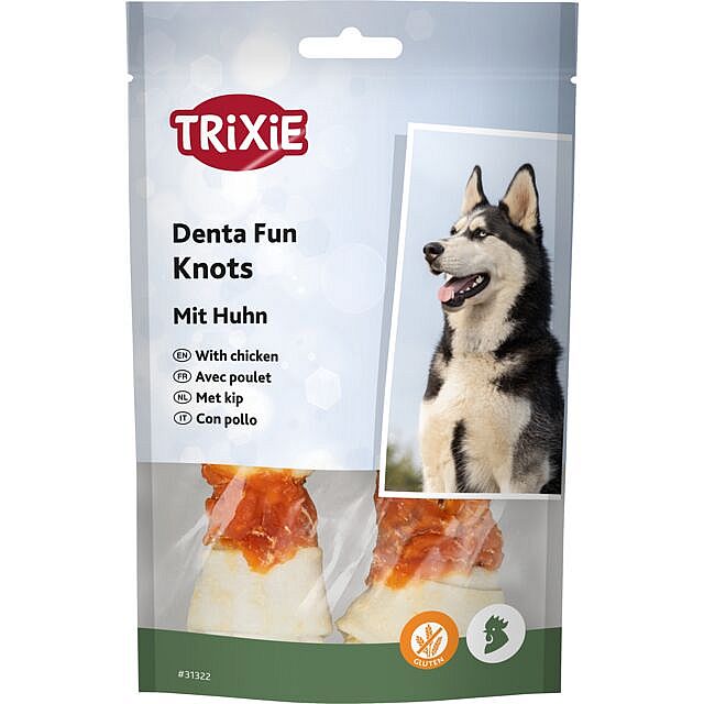 a3cedc9b5dc621686b16f3343a71031394631452 Denta Fun Knotted Chicken Chewing Bones, 11 cm, 2 pcs./70 g – Obrázok 1