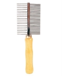 Comb, double-sided medium/coarse, wood/metal prongs, 17 cm