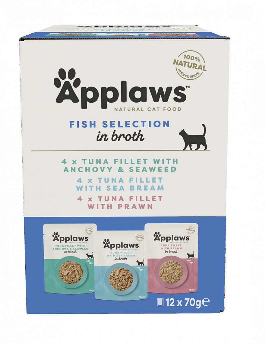 a586d3f623f9506f984a769d4b6629cfb248e36a Kapsička APPLAWS Cat Fish Selection in broth Multipack 12x70g – Obrázok 1