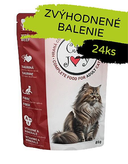 b31254b274dd7807bdd2e8ac893d0e5d313c7f8f Cat Joy beef 24x85g kapsička – Obrázok 1