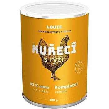 b3f1b7a7d5faeb40afe1b9676c89dc2269d1b4de Konzerva LOUIE kuracie s ryžou 400g pre psov – Obrázok 1
