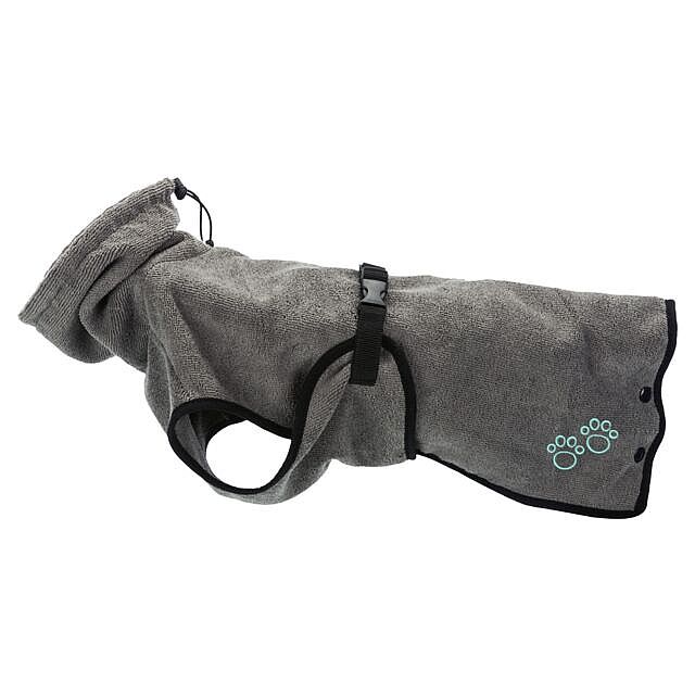 b88070c8181de50d535ada9f1e64e726f4c07078 Bathrobe for dogs, terry cloth, XL: 75 cm, grey – Obrázok 1