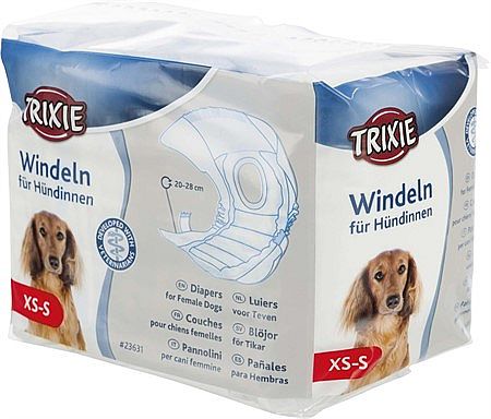 c4d2f34b317a0994b192931ef1e21f4cad25dfb0 Diapers for female dogs, XS–S: 20–28 cm, 12 pcs. – Obrázok 1