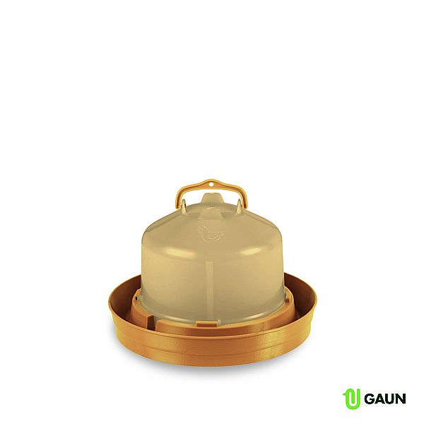 c643144bc4c79bcd7b2e80f2aed28643c33a7bcd PREMIUM Napájačka pre hydinu 5L - s hlbokou miskou - s napúšťacím štuplom/zlatá – Obrázok 1