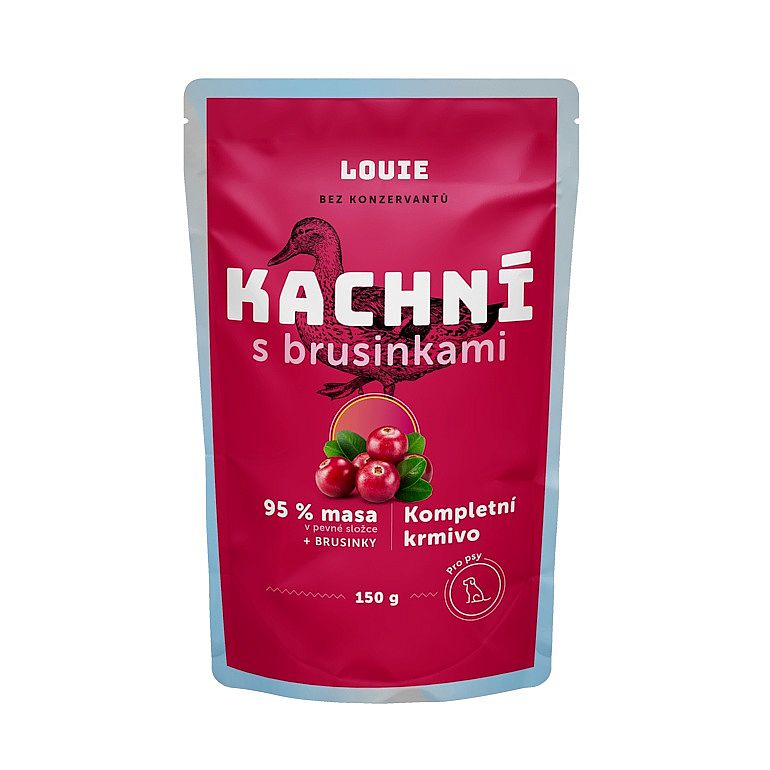 d0649e23122a6e634366c33613b44f348d13989c Kapsička LOUIE kačacie s brusnicami 150g pre psov – Obrázok 1