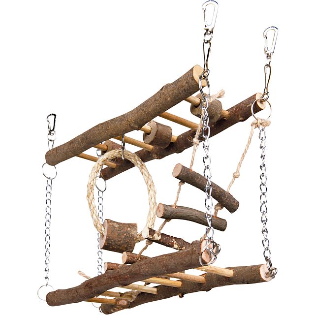 d071c257bfdd16c448515a0295f92487115a5b7a Suspension bridge with chain, hamsters, bark wood, 27 × 17 × 7 cm – Obrázok 1