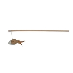 Udička s hračkou myš s perím 50 cm catnip
