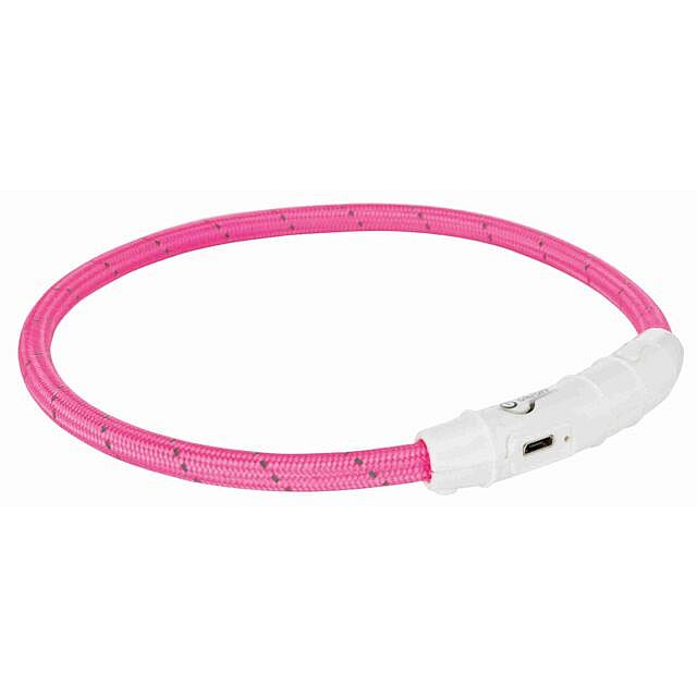 d2717f19465fd6bba5f7db084fa09828a867b720 Flash light band USB, TPU/nylon, XS–S: 35 cm/ø 7 mm, pink – Obrázok 1