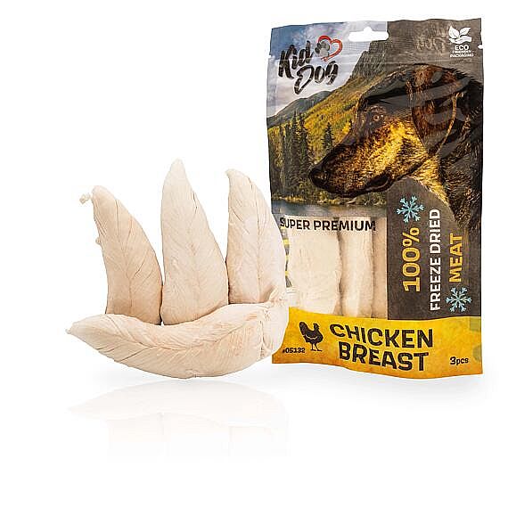 d291da701a19f0fbb534fcc5ec41c92ab363dedf KD SUPER PREMIUM100% kuracie celé prsia sušené mrazom 50g (3-4 ks) – Obrázok 1