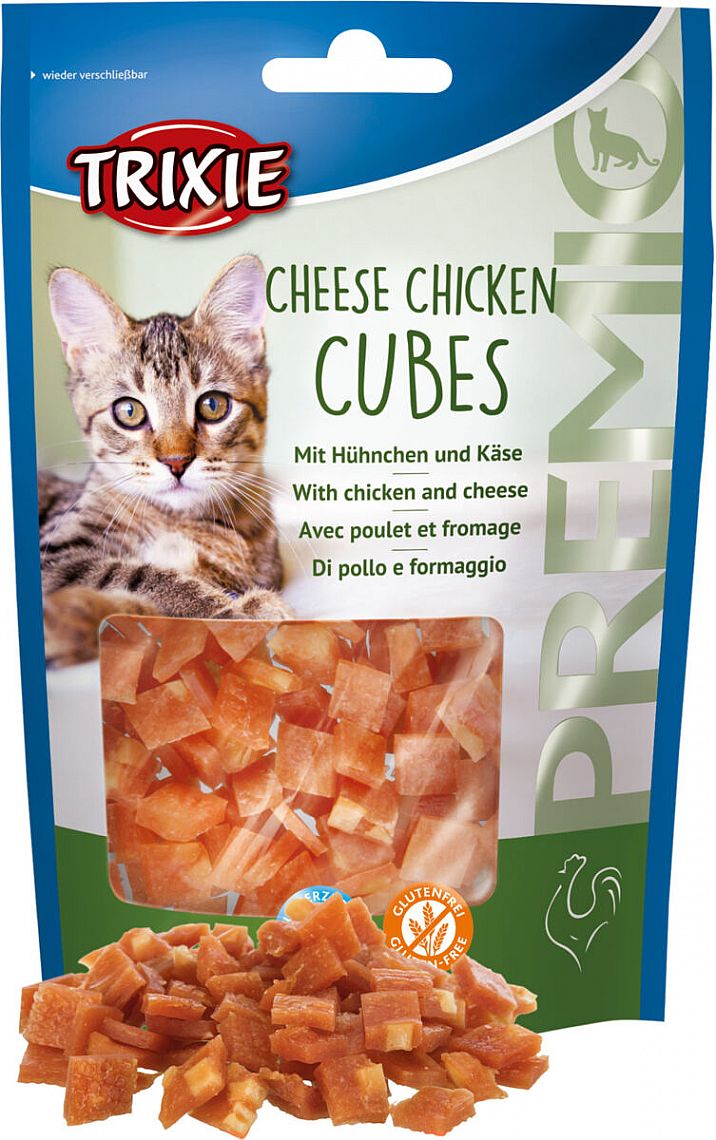 dda1a2c0846ba44ac871bfbdfc9162c319f715a1 PREMIO Cheese Chicken Cubes, 50 g – Obrázok 1