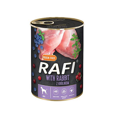 e6cf5e0205c4ff5bd2b76af52c6925c090f000c1 RAFI Grain Free konzerva pre psy s králikom 400 g – Obrázok 1