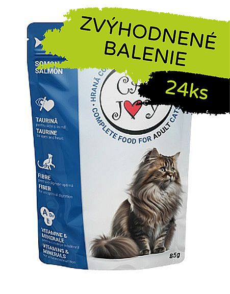 e6dd8445bd016220595d256e03392f3f96c11167 Cat Joy salmon 24x85g kapsička – Obrázok 1