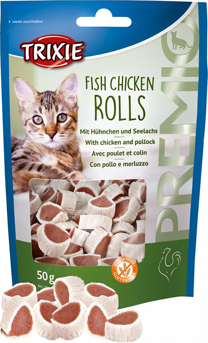 efa41f2bf7358f2da3fdb1152af8dacbf1d1ff5b PREMIO Fish Chicken Rolls, chicken/pollock, 50 g – Obrázok 1