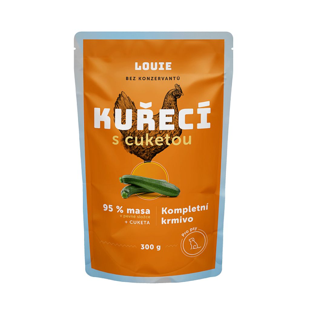 f336845c0d38df3d52d3a33c60ad0fce5f3a36c0 Kapsička LOUIE kuracie s cuketou 300g pre psov – Obrázok 1