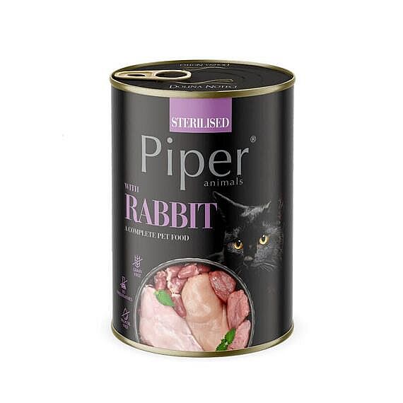 f3ca7baa968081c8b7447d8ed21502ec93e7bfab PIPER CAT Sterilised konzerva pre sterilizované mačky s králikom 400g – Obrázok 1