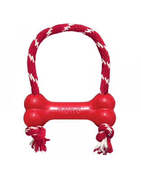 obc022509-1659528269 Hračka Kong Dog Puppy Classic Kosť červená s lanom, guma prírodná, M – Obrázok 1